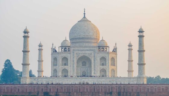 Facade of the majestic Taj Mahal in India